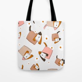 Cute dog and flowers Tote Bag