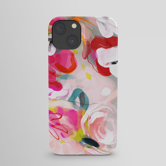 Dream flowers in pink rose floral abstract art iPhone Case