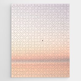 Bird At Sunrise Photo Print | Pastel Ocean Colors Sunlight Art | Dutch Sea Nature Travel Photography Jigsaw Puzzle
