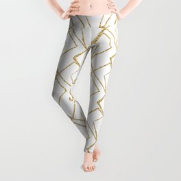 Simple Art Deco Gold Heart Pattern Leggings