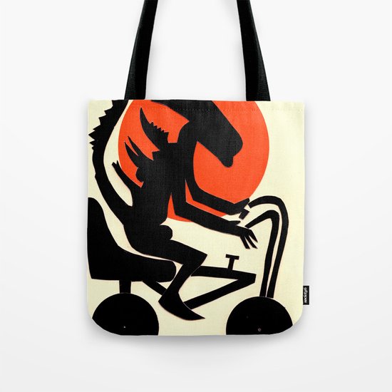 alien on a chopper Tote Bag