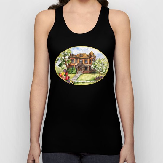 Victorian Mansion in the Spring Unisex Tank Top