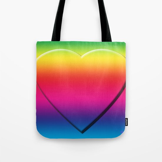 One Heart Rainbow Tote Bag