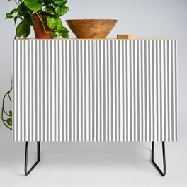Black and White Micro Vintage English Country Cottage Ticking Stripe Credenza