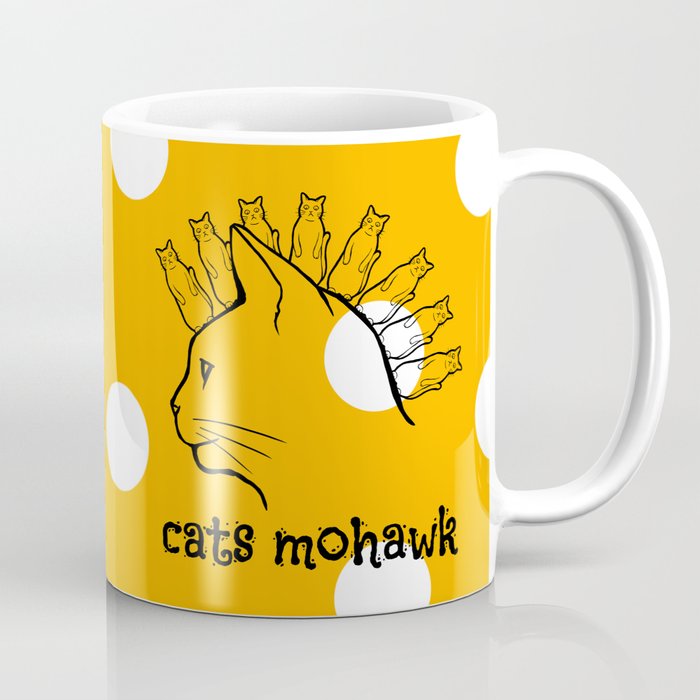 Cats Mohawk Coffee Mug | Animals, Black-white, Humor, Digital