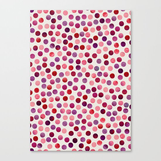 Watercolor Dots_Berry by zJacqueline and Garima Canvas Print