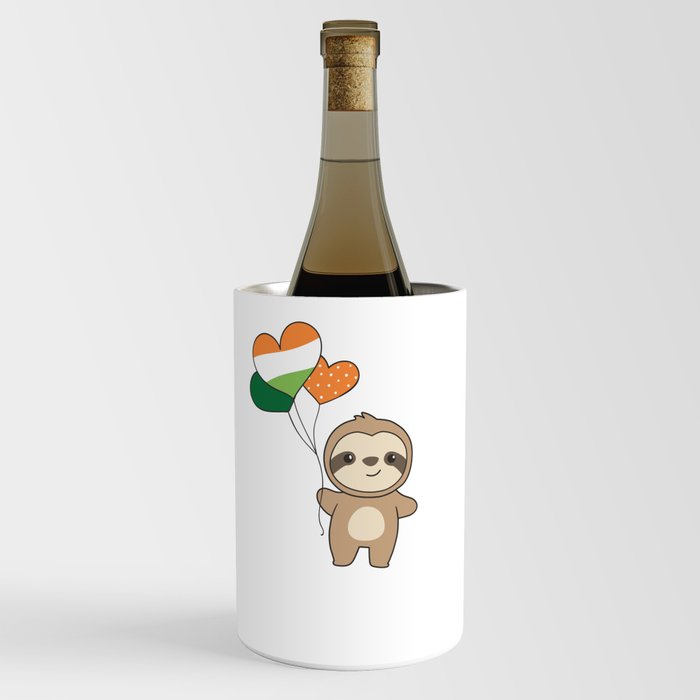 Sloth With Ireland Balloons Cute Animals Happiness Wine Chiller