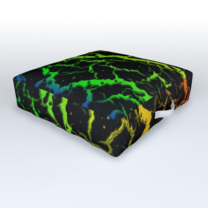 Cracked Space Lava - Rainbow BGYOR Outdoor Floor Cushion