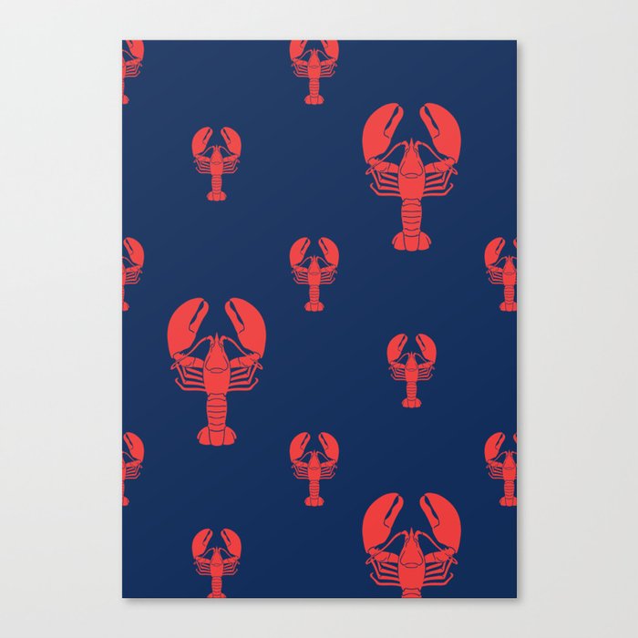 Lobster Squadron on navy background. Canvas Print