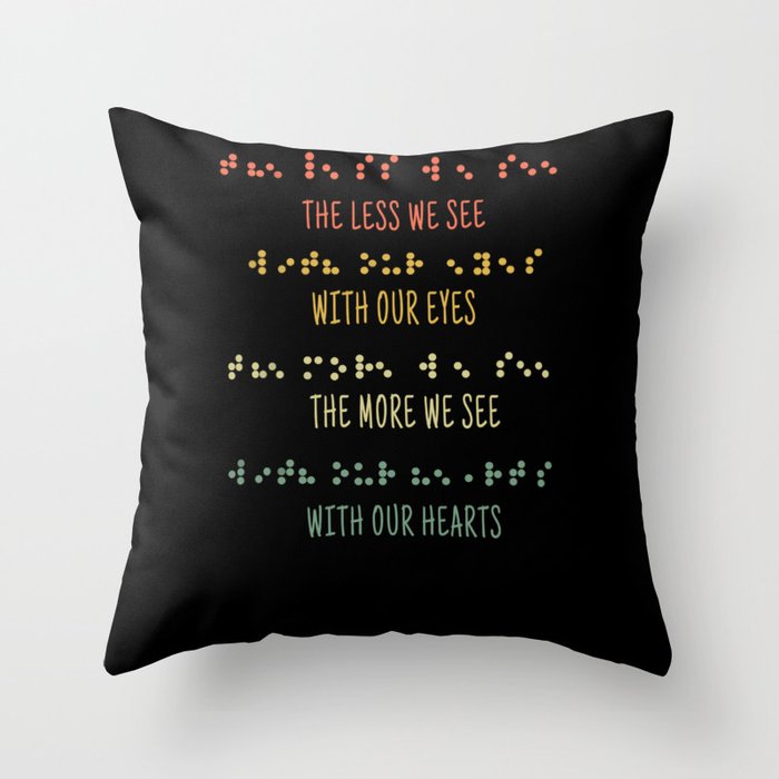 See Eyes See Heart Impaired Dots Braille Throw Pillow