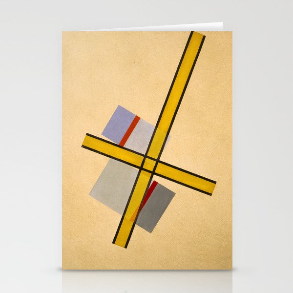 Yellow Cross Q.7 by Laszlo Moholy-Nagy Stationery Cards