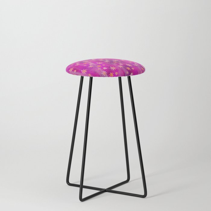 Floral Abstract Watercolor | Vintage (90s Hot Pink) Counter Stool