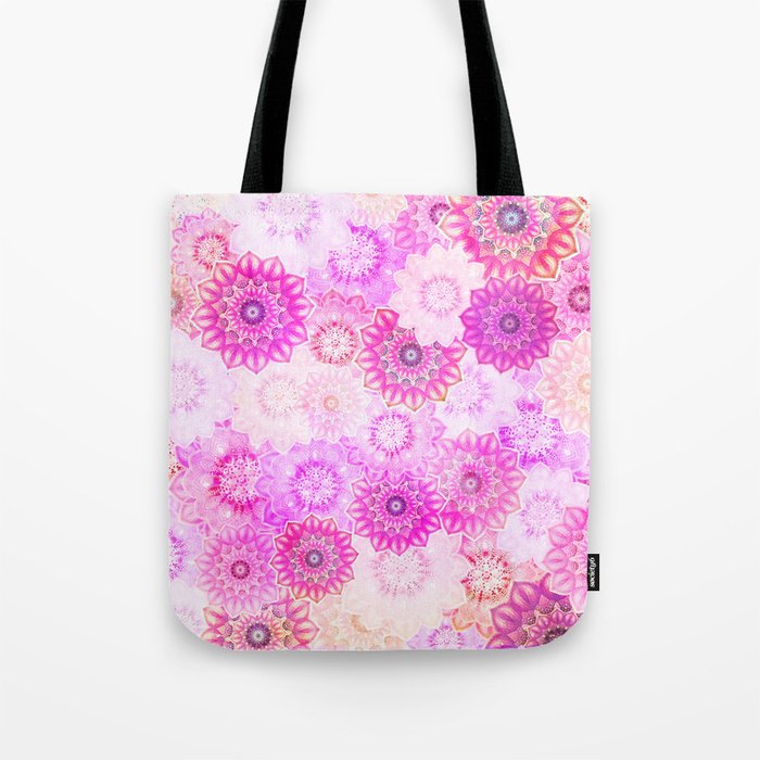 Mandala Flowers in a Colorful Pattern Tote Bag
