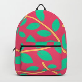 Retro Style Leaves Pattern - Caribbean Green and Infra Red Backpack
