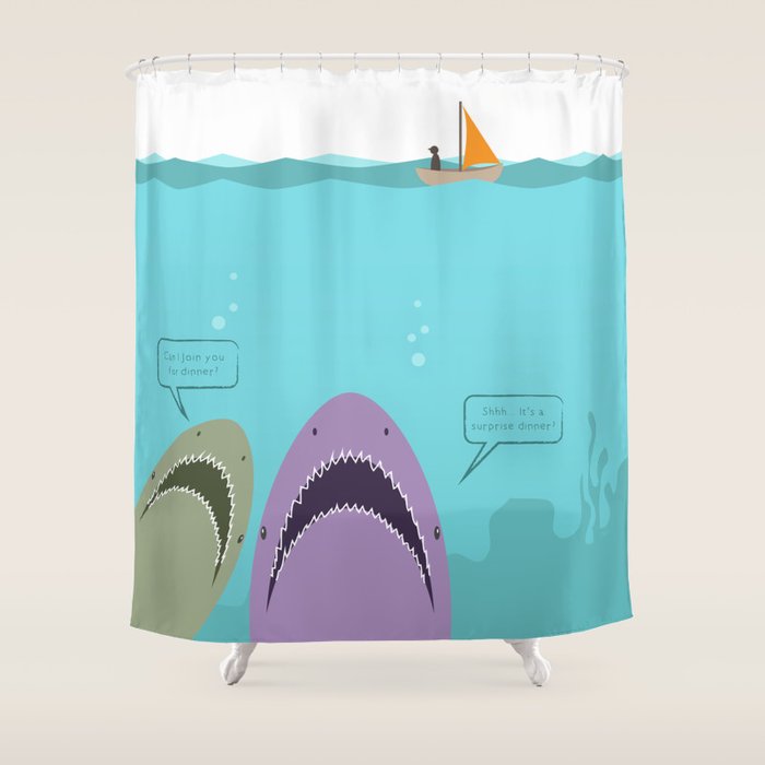 Shark Dinner Party Shower Curtain