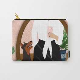 Femme and Fierce // Doberman dog, cactus, evil eye, selfie drawing Carry-All Pouch
