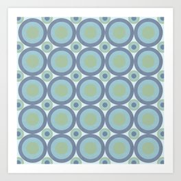Blue 60s Inspired Geometric Pattern   Art Print