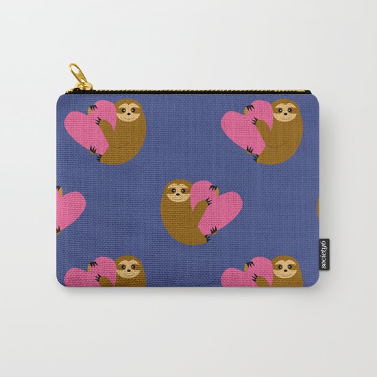 Sloth in love blue Carry-All Pouch