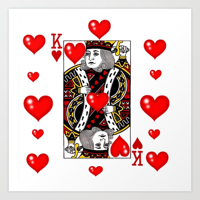 KING OF HEARTS CASINO FACE CARD ART Art Print by SharlesArt | Society6