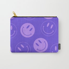 Large Very Peri Retro Smiley Face - Purple Pastel Aesthetic Carry-All Pouch | Clipart, Funny, Teen, Emoticon, Happy, Cool, 2000S, Vsco, Pattern, Smile 