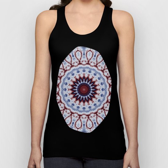 Mandala Fractal in Red White and Blue 01 Unisex Tank Top