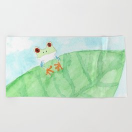 green frog Beach Towel