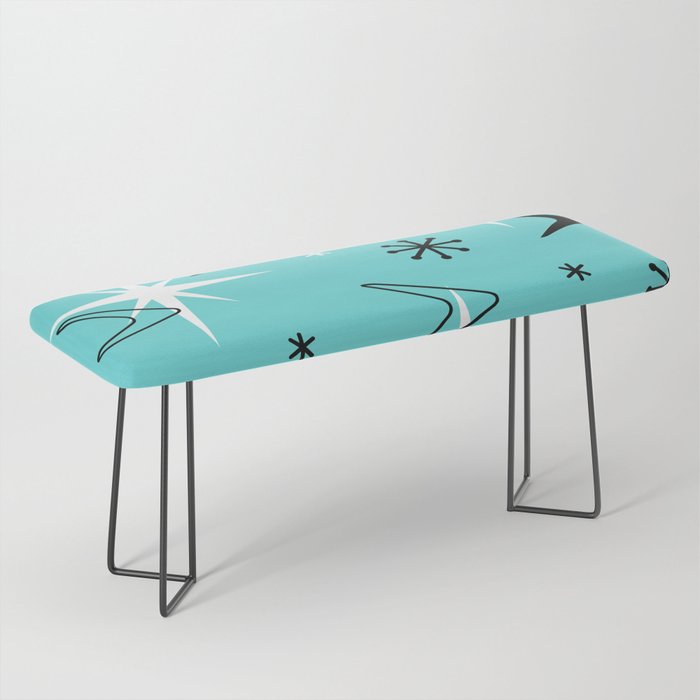 Vintage 1950s Boomerangs and Stars Turquoise Bench