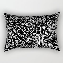 Black and White Street Art Tribal Graffiti Rectangular Pillow