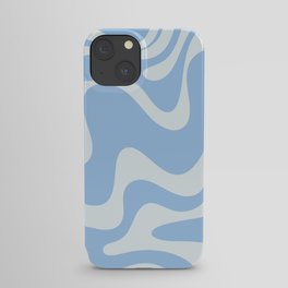 Retro Liquid Swirl Abstract Pattern in Powder Blue 2 iPhone Case