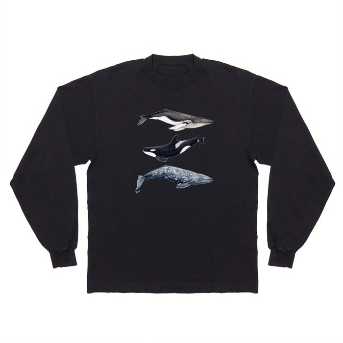 Orca, humpback and grey whales Long Sleeve T Shirt