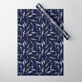 SHARKS PATTERN (NAVY BLUE) Wrapping Paper
