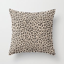 BLACK and WHITE LEOPARD PRINT – Ecru | Collection : Leopard spots – Punk Rock Animal Prints | Throw Pillow