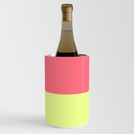 Modern neon lime yellow blush pink coral colorblock Wine Chiller