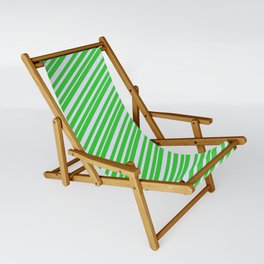 [ Thumbnail: Lime Green and Lavender Colored Lines Pattern Sling Chair ]