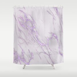 Marble Love Purple Metallic Shower Curtain