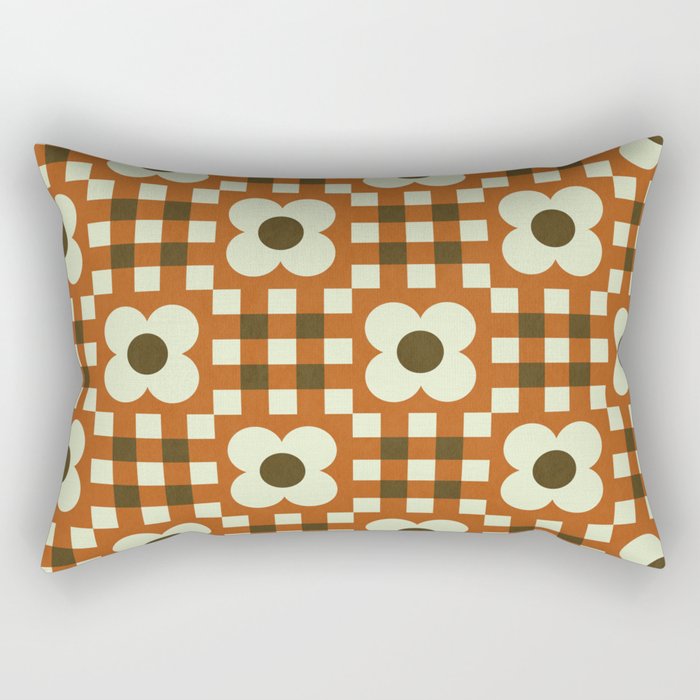 Coco caramel floral gingham checker patrern Rectangular Pillow