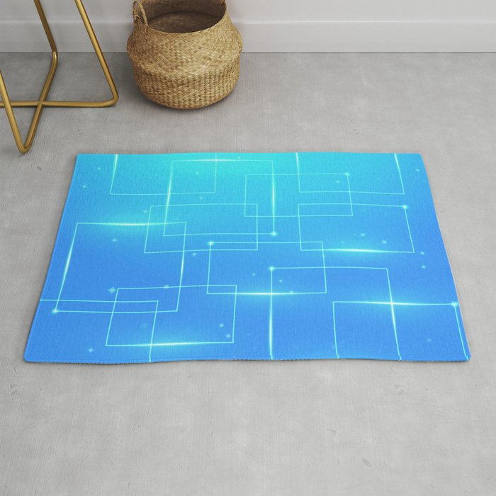 Abstract Rectangles in Shiny Blue. Rug