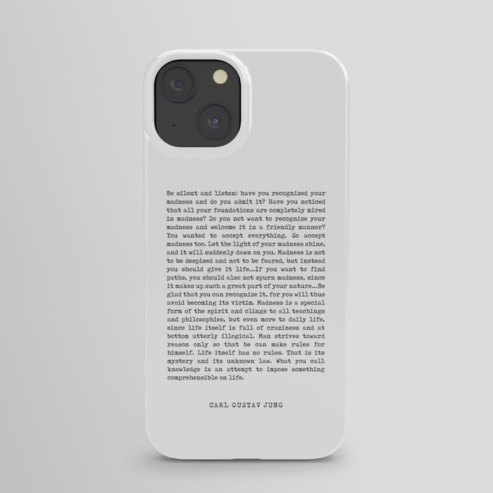 Be silent and listen - Carl Gustav Jung Poem - Literature - Typewriter Print iPhone Case