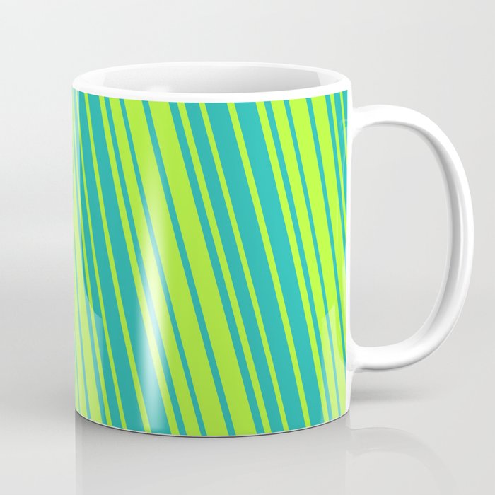 Light Sea Green & Light Green Colored Stripes/Lines Pattern Coffee Mug