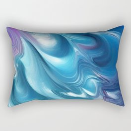 Trendy Cool Blue Fluid Flowing Abstract Rectangular Pillow