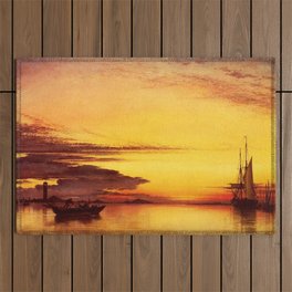 Red Sunset On The Lagoon Of Venice, Italy by Edward William Cooke Oil Painting Outdoor Rug