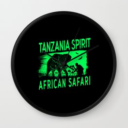 Tanzania Africa Safari Design Wall Clock | Safari, Steppe, Animalpark, Vacation, Huntingsafari, Zoo, Junglesafari, Nature, Eastafrica, Elephant 