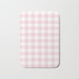 Gingham Checkered Pastel Pink Pattern Bath Mat