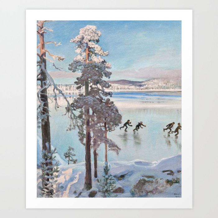 AKSELI GALLEN-KALLELA, SKATERS NEAR THE SHORE OF KALELA Art Print