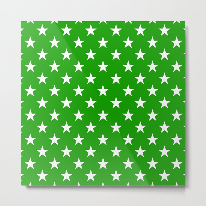 Stars Texture (White & Green) Metal Print