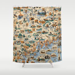 1936 Vintage Map of the State of Maine Shower Curtain