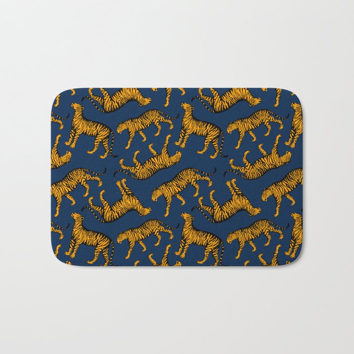 Tigers (Navy Blue and Marigold) Bath Mat
