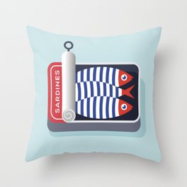 La boîte de sardines Throw Pillow