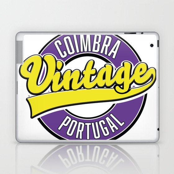 Coimbra portugal vintage style logo. Laptop & iPad Skin