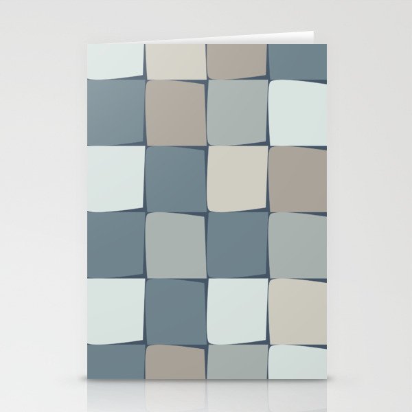 Flux Check Grid Pattern in Neutral Blue Gray Tones Stationery Cards